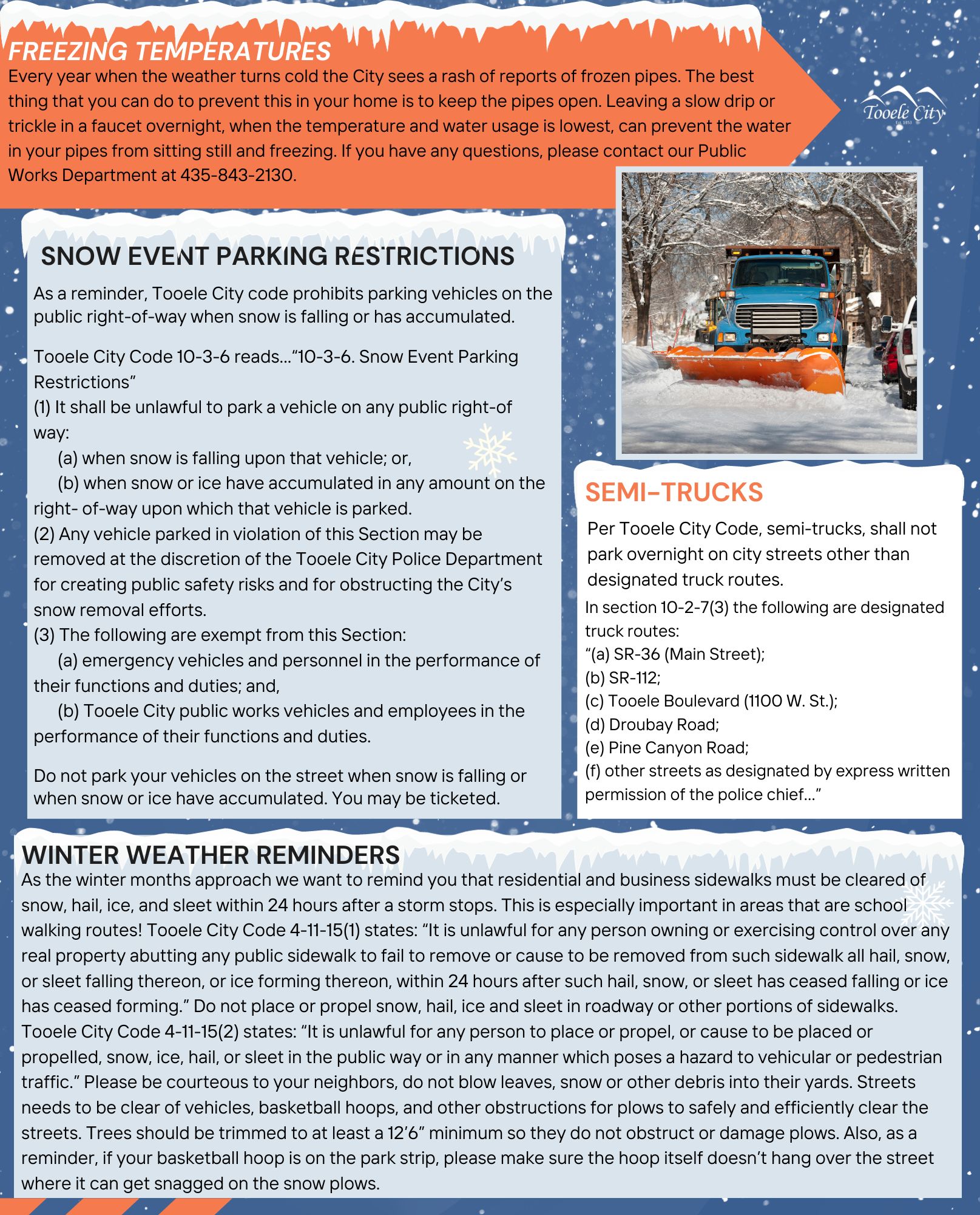 Winter Restrictions and Reminders Infographic